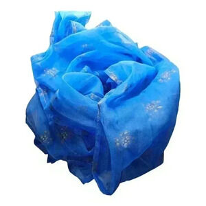 Vintage Lot 8 Chiffon Sheer Scarfs Royal Blue 12" x 68"  Bureau Curtains Crafts